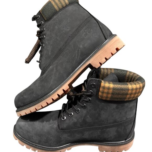 Timberland Premium Men Black 6" Nubuck/Plaid Waterproof Boots -  Sizes: 10.5 - Picture 1 of 11